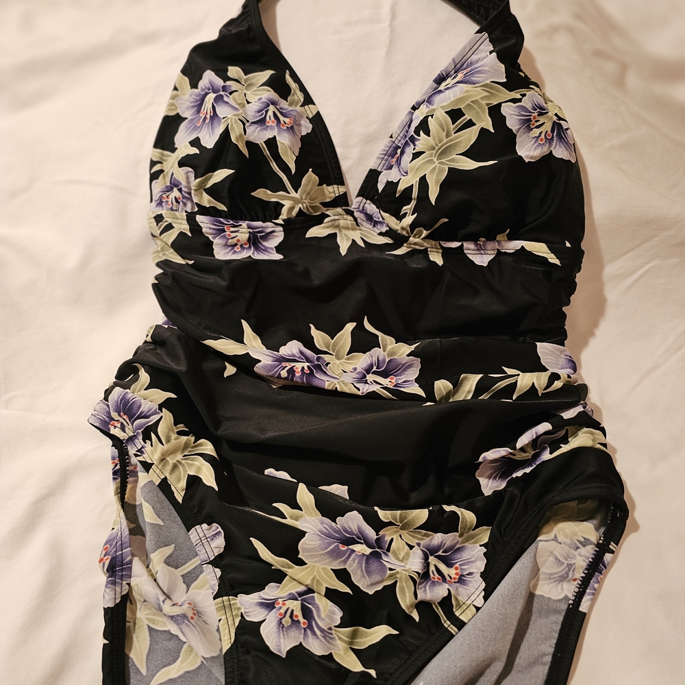 Tommy Bahama Black Floral One Piece Swimsuit